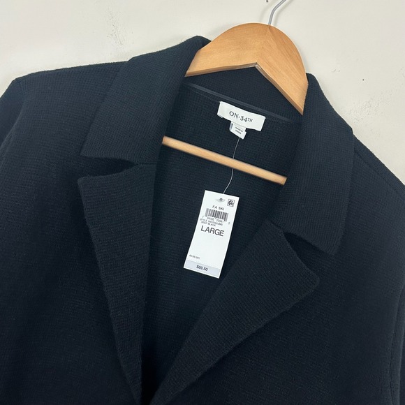 ON 34th Jackets & Blazers - On 34th Sweater Blazer Deep Black Notch Collar Pockets Long Sleeve Womens Large